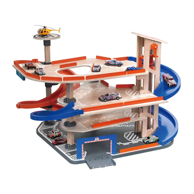 Wooden Parking Garage Onshine | 4-Story Car Parking Playset for Kids 3+