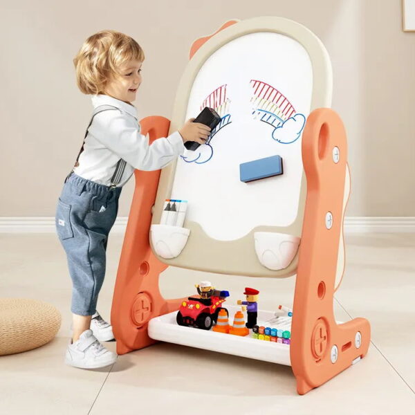Easel Stand Foldable Plastic | Kids Magnetic Drawing Board with Storage & Easy Erase Art Station