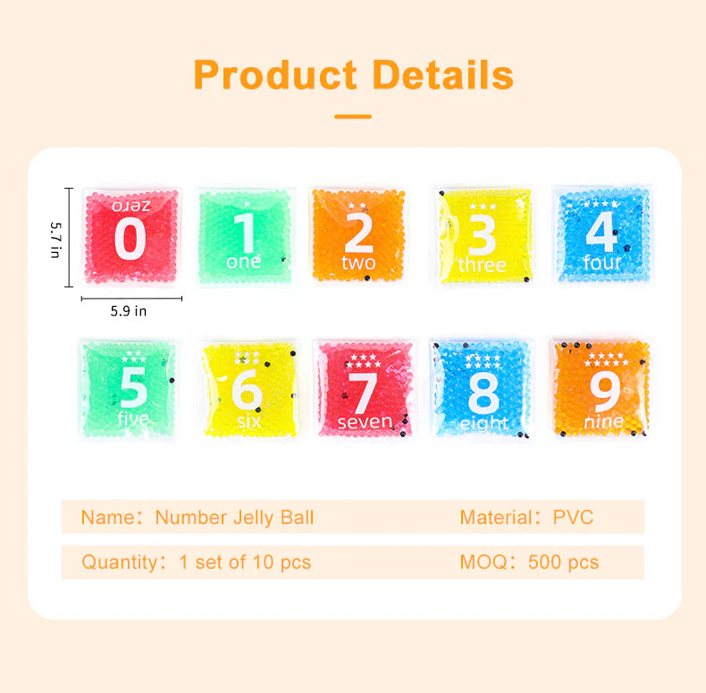 Numbers Jelly Balls 0–9 | Sensory Fidget Toy Set for Kids Motor Skills Learning