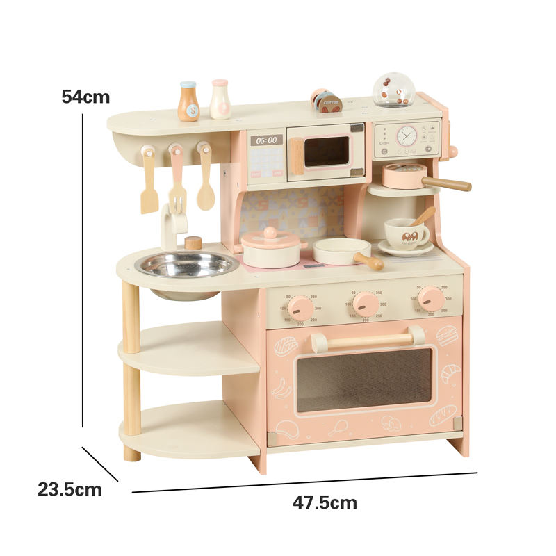 Wooden Coffee Kitchen Playset for Kids | Pretend Play Cooking Toy Set with Accessories