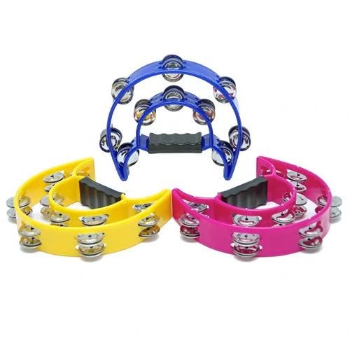 Half Moon Tambourine for Kids | Durable Percussion Musical Instrument (3 Colors)