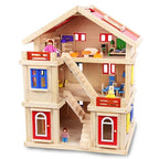 Happy Family Doll House Set | Wooden Dollhouse with Furniture & Accessories for Kids