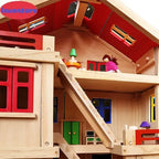 Happy Family Doll House Set | Wooden Dollhouse with Furniture & Accessories for Kids
