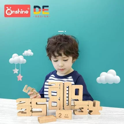 Baby Stacking Number Blocks (32 PCS) | Wooden Math STEM Learning Toy for Kids