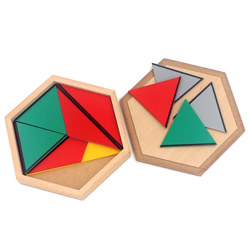 Constructive Triangles Montessori Sensorial Set | Wooden Geometry Learning Toy