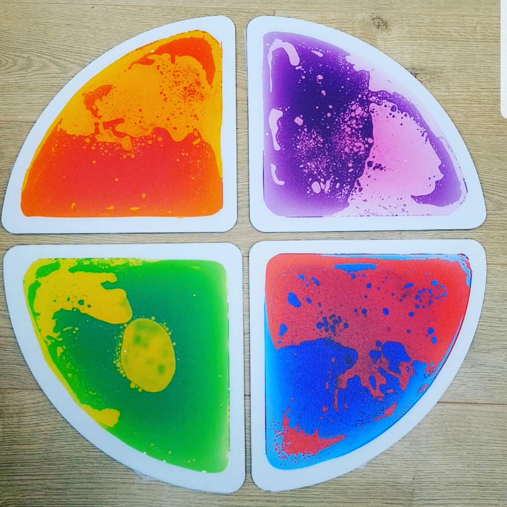 Pressure Sensitive Color Changing Liquid Floor Tiles 4 PCS Circle | Kids Sensory Gel Mats