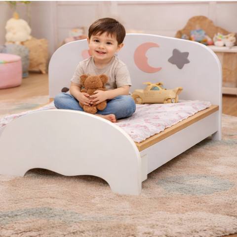 Kids Wooden Bed Moon and Stars