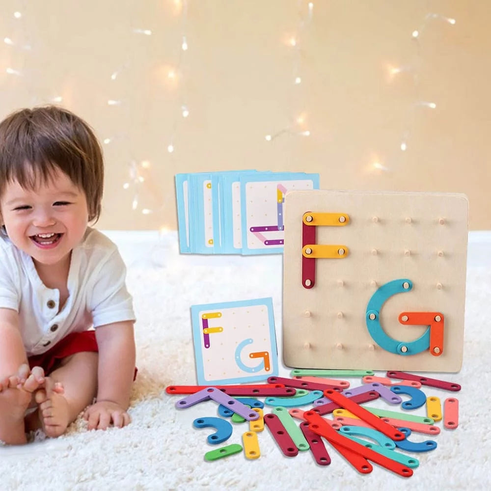 Montessori Nail Board Wooden Puzzle | 40 Sticks & 20 Cards Educational Learning Toy for Kids