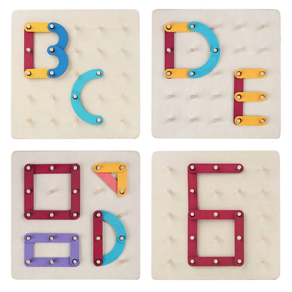 Montessori Nail Board Wooden Puzzle | 40 Sticks & 20 Cards Educational Learning Toy for Kids