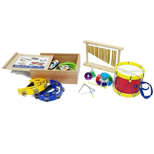 Musical Box Set (10 Items) | Kids Music Instrument Kit with Wooden Storage Box