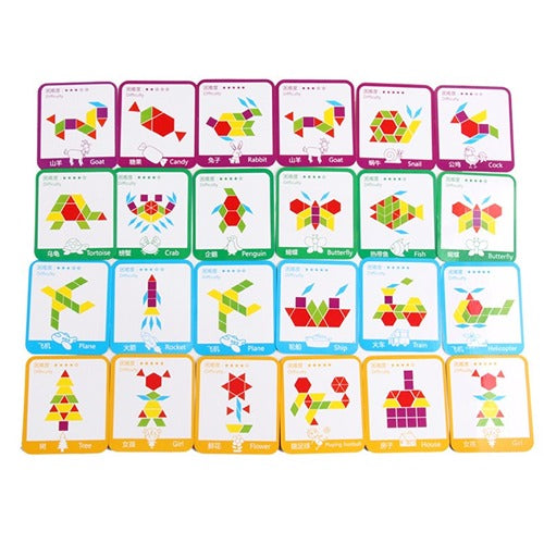 Wooden Pattern Blocks 155 pcs | Kids Creative Shape & Symmetry Learning Toy