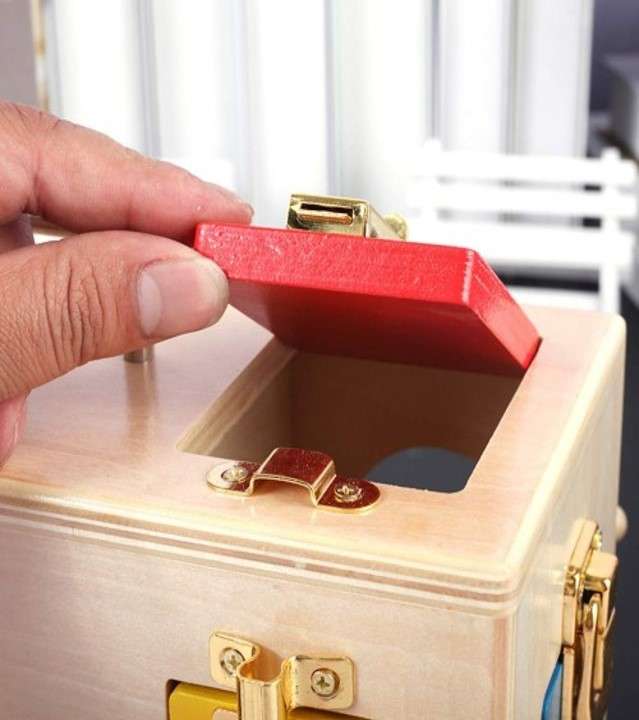 Wooden Lock Activity Box | Montessori Fine Motor Skills Latch Learning Toy (Ages 2+)