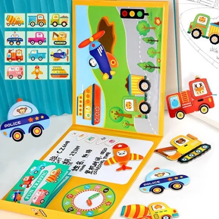 Magnetic Fun Traffic Puzzle | Kids Wooden Educational Road & Vehicle Learning Toy
