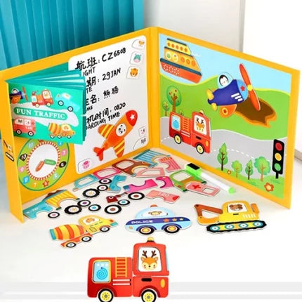 Magnetic Fun Traffic Puzzle | Kids Wooden Educational Road & Vehicle Learning Toy