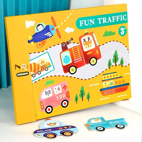 Magnetic Fun Traffic Puzzle | Kids Wooden Educational Road & Vehicle Learning Toy