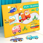 Magnetic Fun Traffic Puzzle | Kids Wooden Educational Road & Vehicle Learning Toy