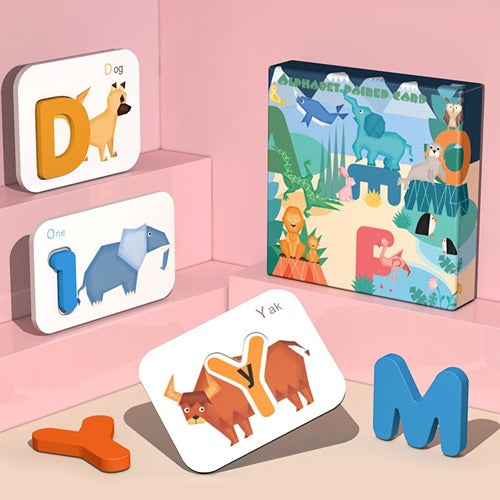 Alphabet Paired Cards | Wooden Alphabet Flash Cards Educational Memory & Learning Toy