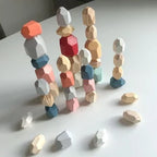 Wooden Balance Stone Blocks 36 Pcs | Beech Wood Stacking & Balance Toy Set