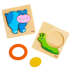 Block Puzzle 12 Pcs Set with Storage Shelf | Kids Wooden Jigsaw Learning Toy Age 3+