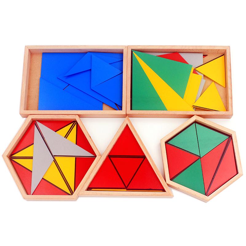 Constructive Triangles Montessori Sensorial Set | Wooden Geometry Learning Toy