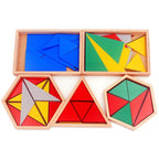 Constructive Triangles Montessori Sensorial Set | Wooden Geometry Learning Toy