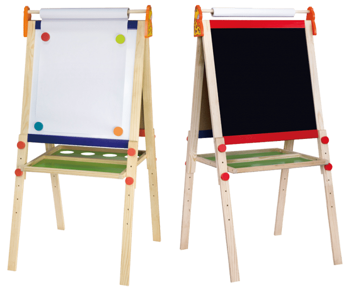 Standing Easel with Roll Paper | Kids Magnetic Drawing Board & Blackboard Set