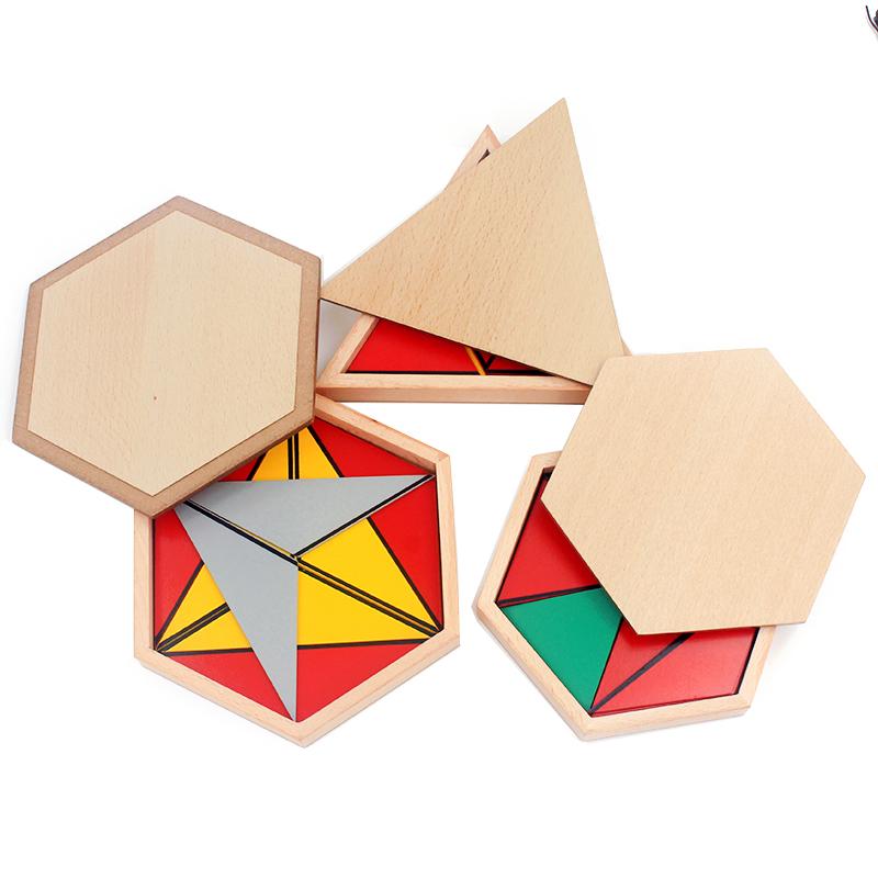 Constructive Triangles Montessori Sensorial Set | Wooden Geometry Learning Toy