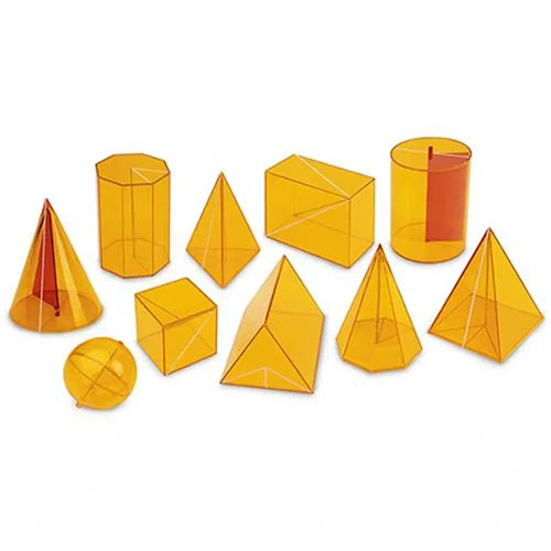 Giant Amber Geometric Shapes Set (10 PCS) | Transparent 3D Math Learning Toys