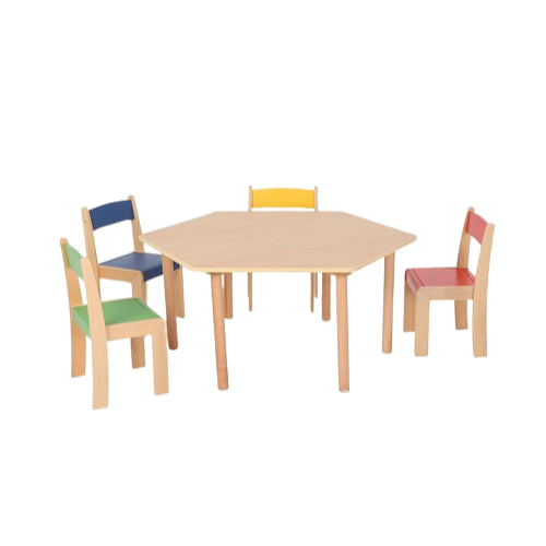 Hexagonal Table | Kids Wooden Beachwood Study & Activity Table