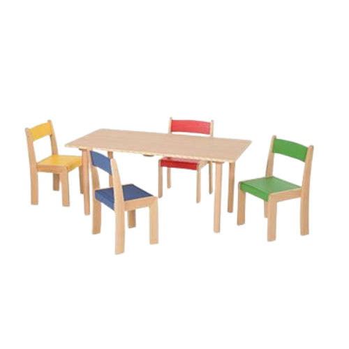 Rectangular Table & Chairs | Kids Wooden Study Table Set with 4 Chairs