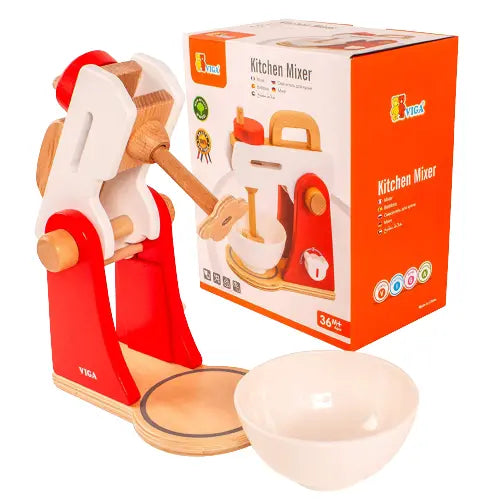 Wooden Kitchen Mixer Toy (Viga Style) | Kids Pretend Play Baking Machine Set