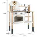 New Classic Wooden Play Kitchen | Kids Pretend Cooking Role Play Toy Set