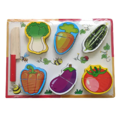 Fruit Cutout Puzzle with Knife | Wooden Montessori Cutting & Learning Toy for Kids