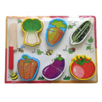 Fruit Cutout Puzzle with Knife | Wooden Montessori Cutting & Learning Toy for Kids