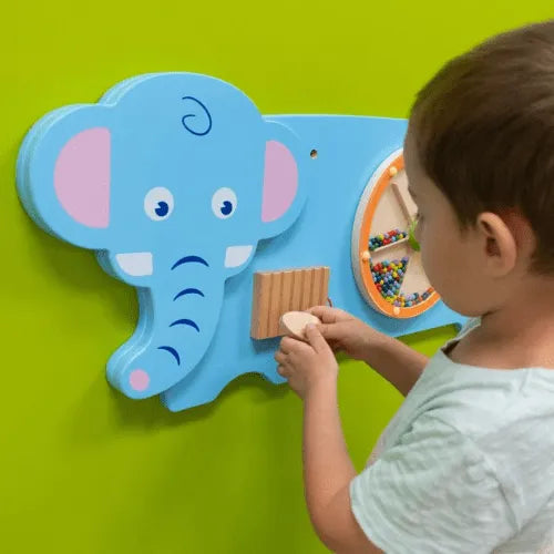 Elephant Activity Wall Panel | Kids Musical Wooden Wall Toy 12M+