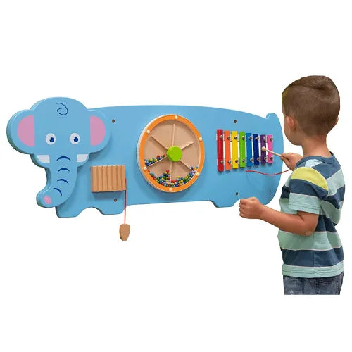 Elephant Activity Wall Panel | Kids Musical Wooden Wall Toy 12M+