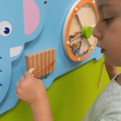 Elephant Activity Wall Panel | Kids Musical Wooden Wall Toy 12M+