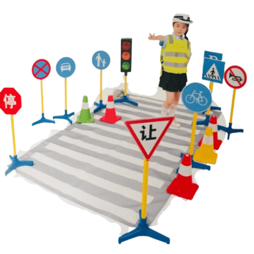 Traffic Signs Set (20 Pcs) | Kids Road Safety Learning Toy with Zebra Crossing & Cones