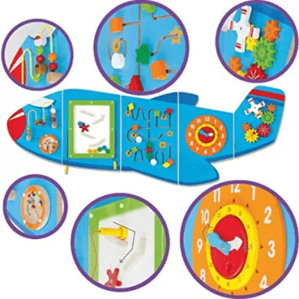 Large Aeroplane Activity Wall Panels | Kids Montessori Sensory Wall Toy
