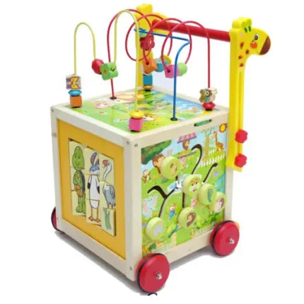 Bead Maze Cube Walker 5-in-1 | Wooden Multifunction Activity Cube for Kids