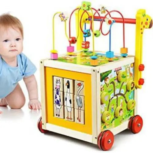 Bead Maze Cube Walker 5-in-1 | Wooden Multifunction Activity Cube for Kids