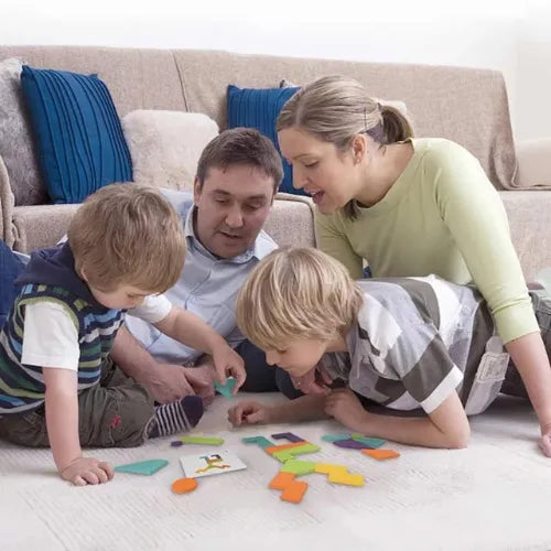 Block Buddies Wooden Shapes Set | Kids Pattern Building & Matching Toy
