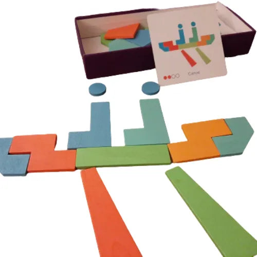 Block Buddies Wooden Shapes Set | Kids Pattern Building & Matching Toy
