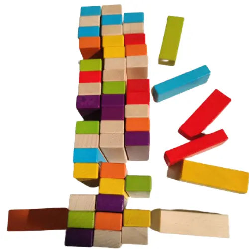 Colored Tumble Tower Wooden 54 Pcs | Kids Balance & Strategy Game