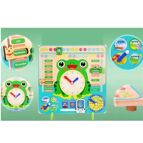 Multi Functional Wooden Calendar Clock | Kids Time Weather Learning Toy