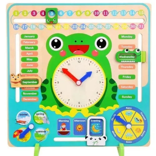 Multi Functional Wooden Calendar Clock | Kids Time Weather Learning Toy