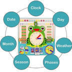 Multi Functional Wooden Calendar Clock | Kids Time Weather Learning Toy