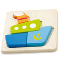 Wooden Shape Block Puzzle Ship | Kids 5-Piece Learning Puzzle Toy 18M+