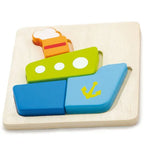 Wooden Shape Block Puzzle Ship | Kids 5-Piece Learning Puzzle Toy 18M+