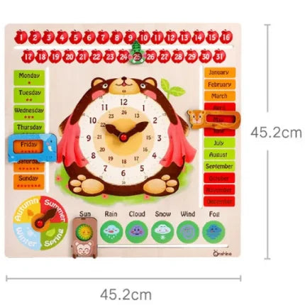 Wooden Calendar Weather Clock | Kids Educational Learning Time & Weather Toy